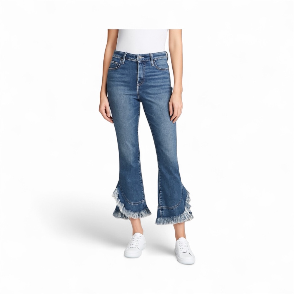 BLANKNYC Frayed Hem Flounce Jeans Sz 30 | Cropped Flare Denim | Boho Chic.
